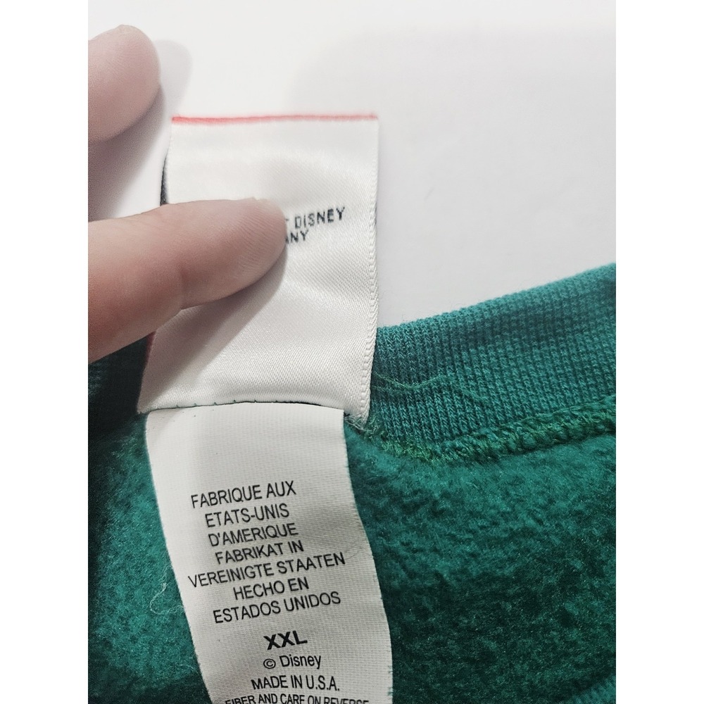 Vintage Disney Sweatshirt Adult 2XL Green Pullover Mickey Mouse USA Cartoon 90s - Picture 6 of 7
